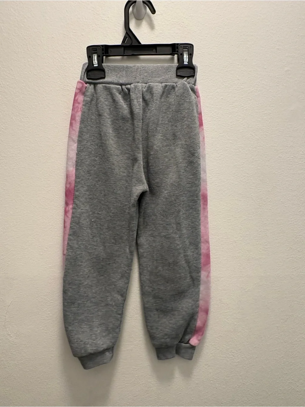 SHEIN Grey Joggers with Pink Tie-Dye Side Panels